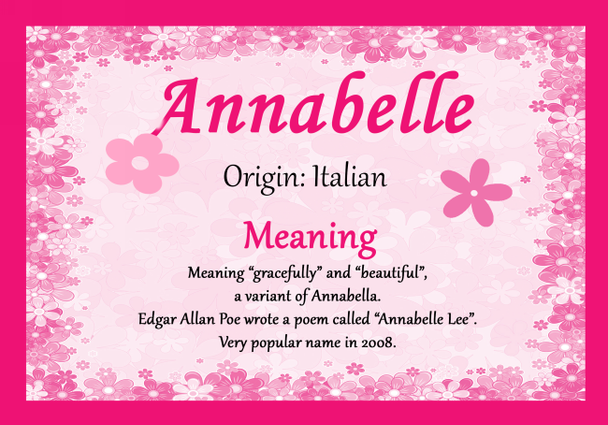 Annabelle Personalised Name Meaning Certificate