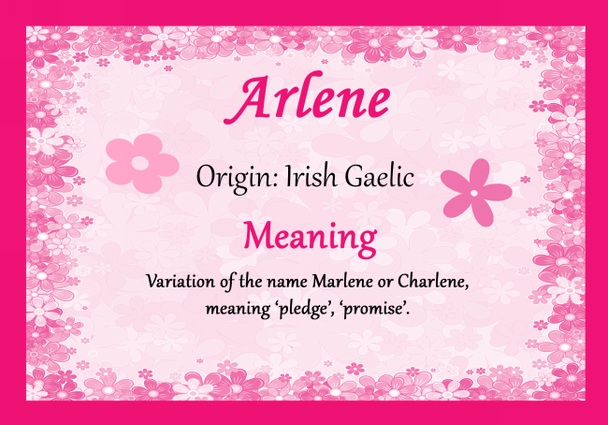 Arlene Personalised Name Meaning Certificate