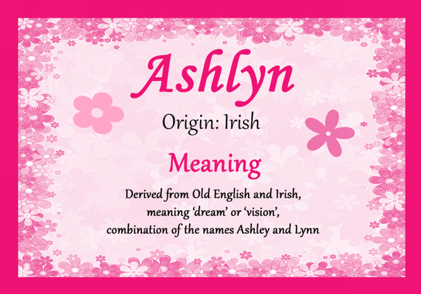 Ashlyn Personalised Name Meaning Certificate