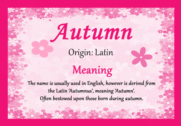 Autumn Personalised Name Meaning Certificate