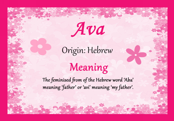 Ava Personalised Name Meaning Certificate