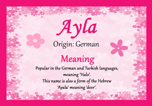 Ayla Personalised Name Meaning Certificate