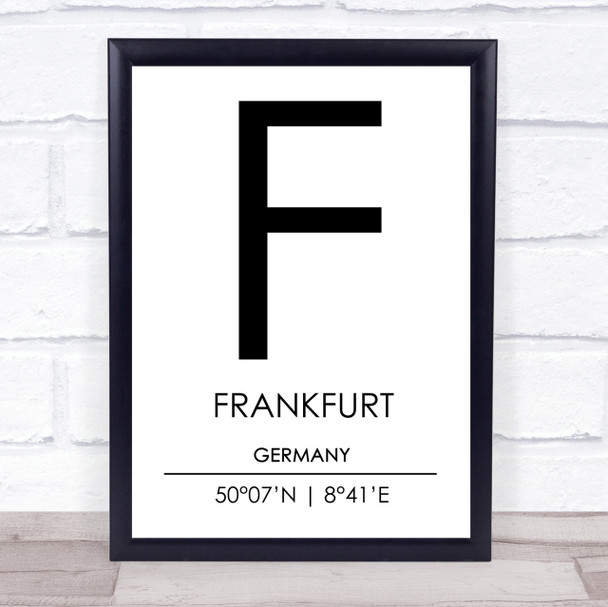 Frankfurt Germany Coordinates World City Travel Print