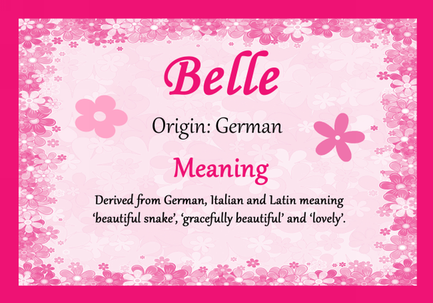 Belle Personalised Name Meaning Certificate