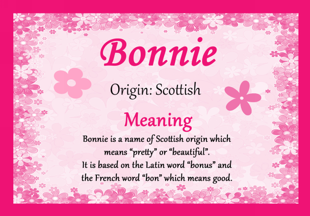 Bonnie Personalised Name Meaning Certificate