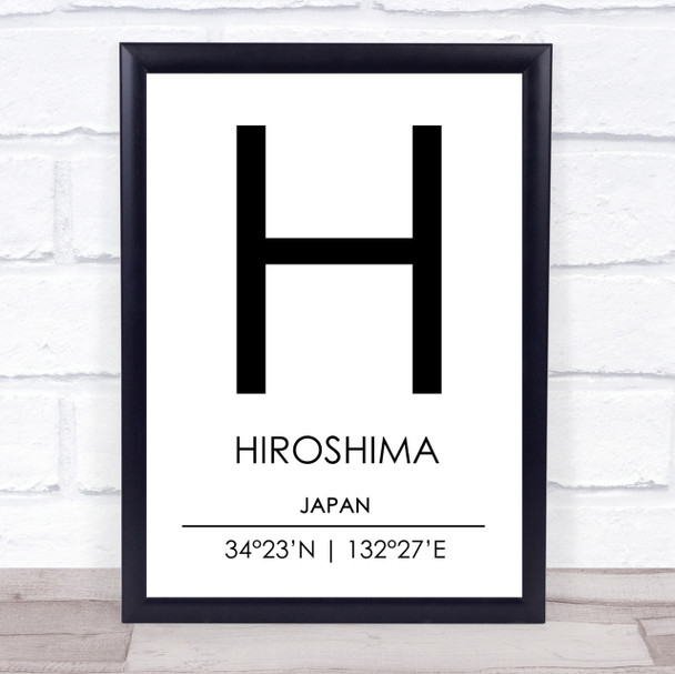 Hiroshima Japan Coordinates World City Travel Print