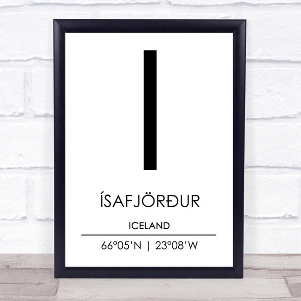 Isafjordur Iceland Coordinates Travel Print