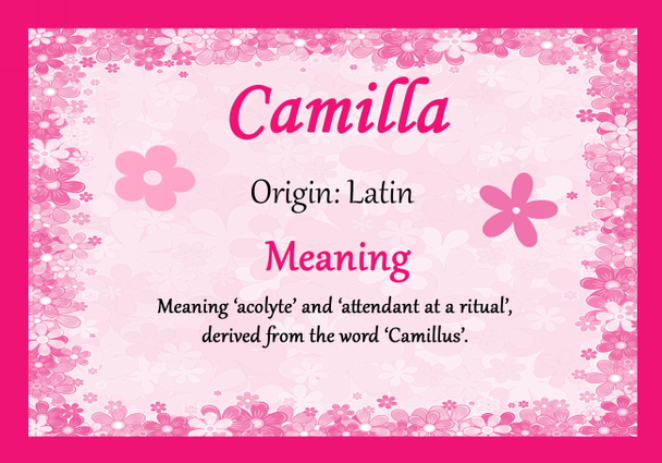 Camilla Personalised Name Meaning Certificate