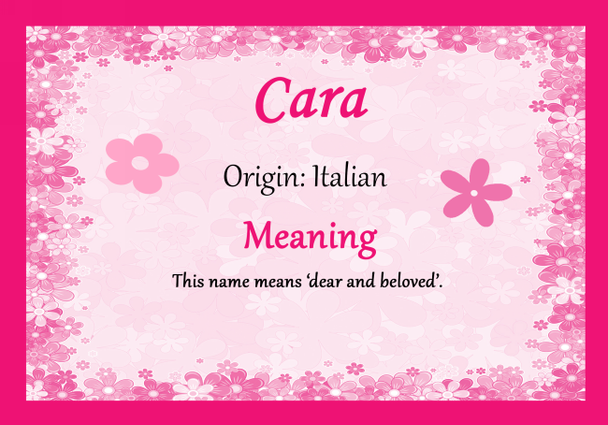 Cara Personalised Name Meaning Certificate