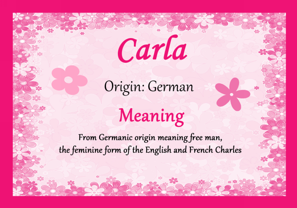 Carla Personalised Name Meaning Certificate