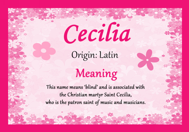 Cecilia Personalised Name Meaning Certificate