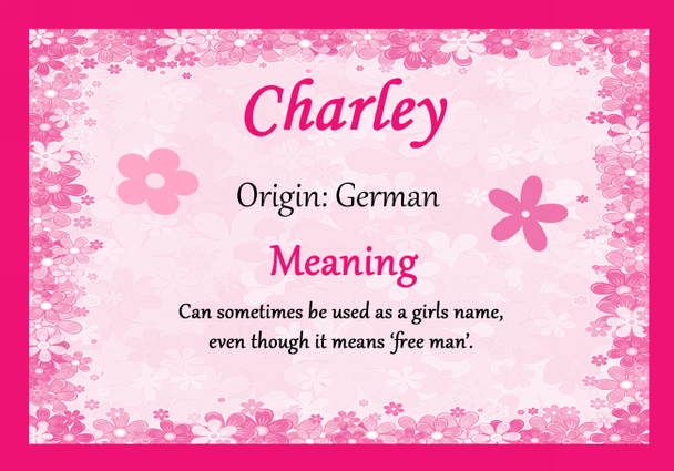 Charley Personalised Name Meaning Certificate