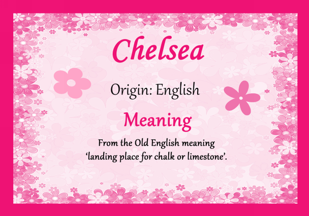 Chelsea Personalised Name Meaning Certificate
