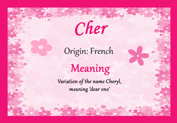 Cher Personalised Name Meaning Certificate