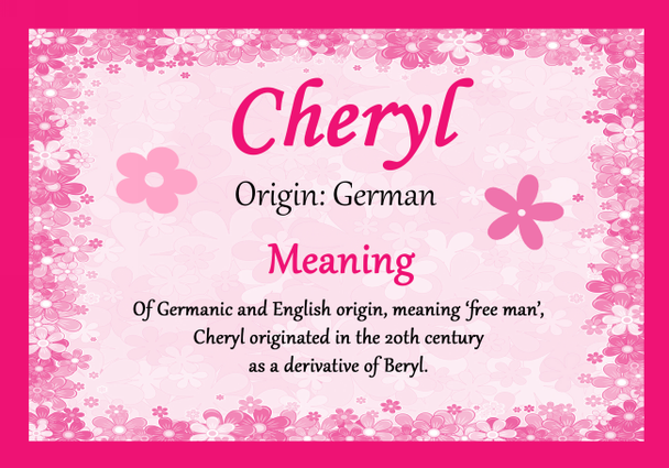 Cheryl Personalised Name Meaning Certificate