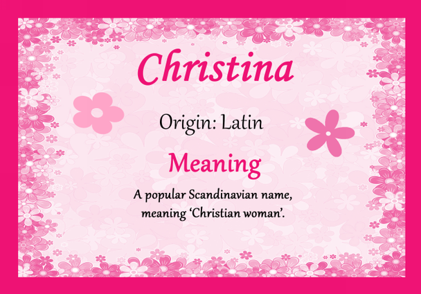 Christina Personalised Name Meaning Certificate