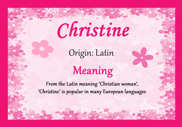 Christine Personalised Name Meaning Certificate