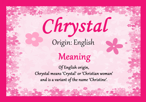 Chrystal Personalised Name Meaning Certificate