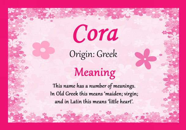 Cora Personalised Name Meaning Certificate