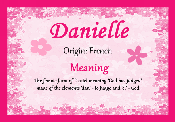 Danielle Personalised Name Meaning Certificate