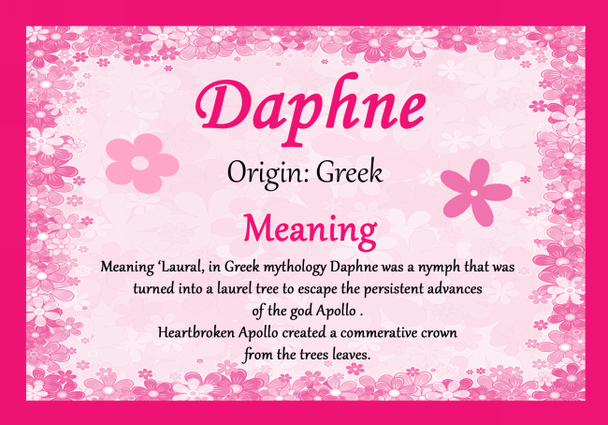 Daphne Personalised Name Meaning Certificate