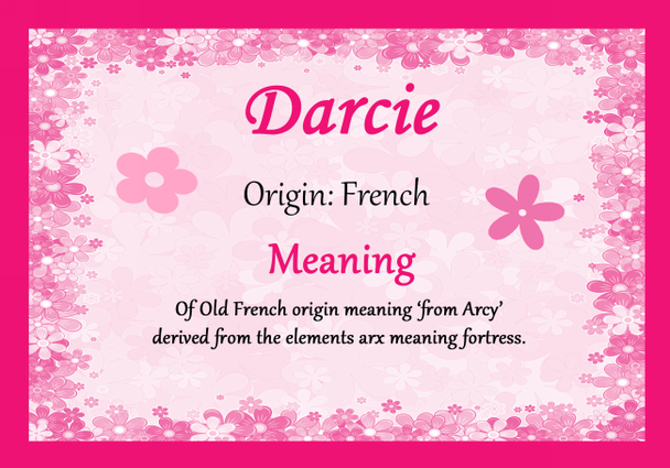 Darcie Personalised Name Meaning Certificate