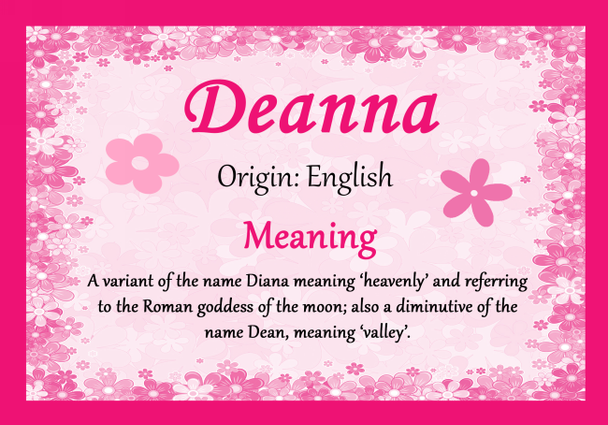 Deanna Personalised Name Meaning Certificate