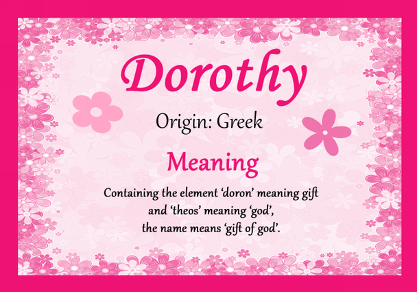 Dorothy Personalised Name Meaning Certificate