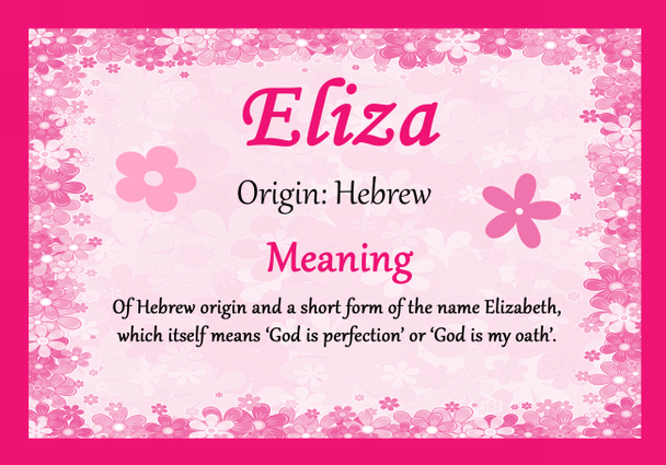Eliza Personalised Name Meaning Certificate