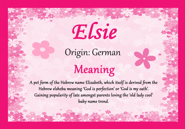 Elsie Personalised Name Meaning Certificate