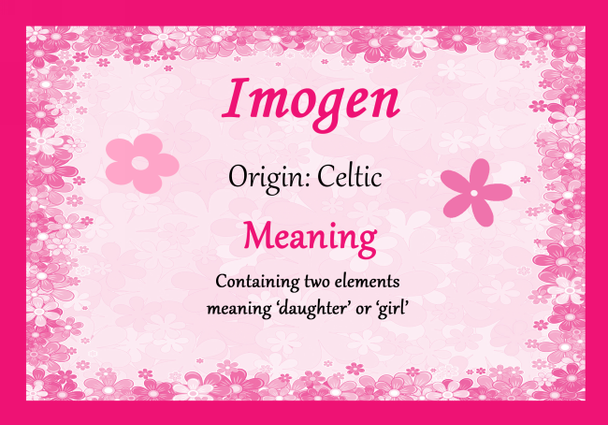 Imogen Personalised Name Meaning Certificate