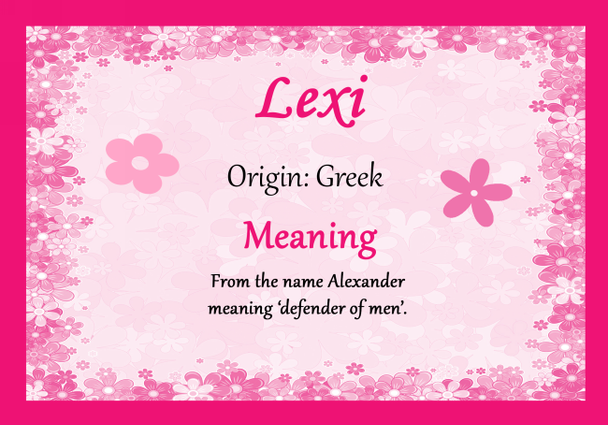 Lexi Personalised Name Meaning Certificate