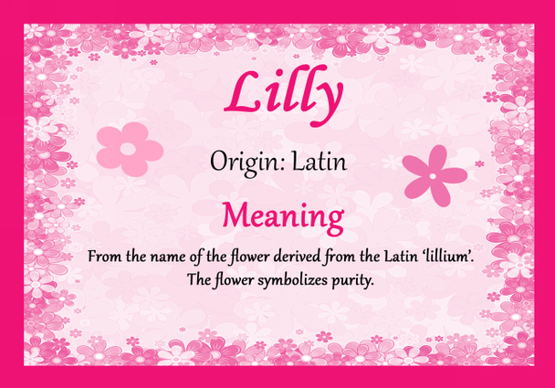 Lilly Personalised Name Meaning Certificate