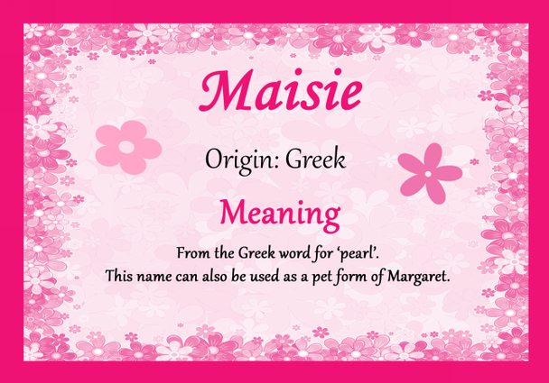 Maisie Personalised Name Meaning Certificate