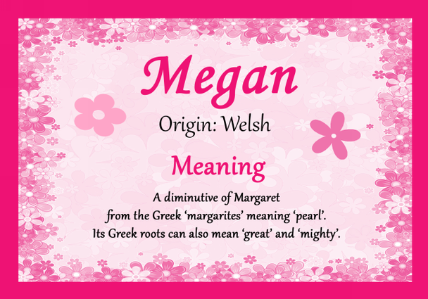 Megan Personalised Name Meaning Certificate