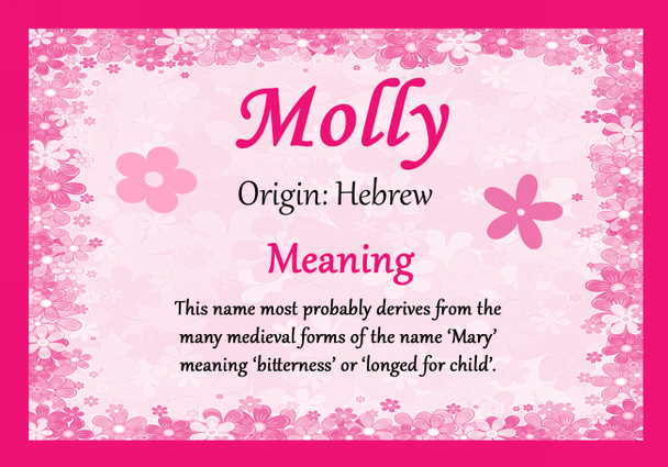 Molly Personalised Name Meaning Certificate