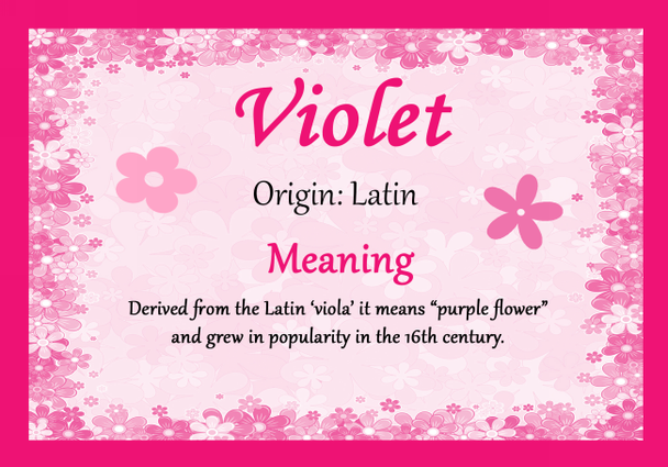 Violet Personalised Name Meaning Certificate