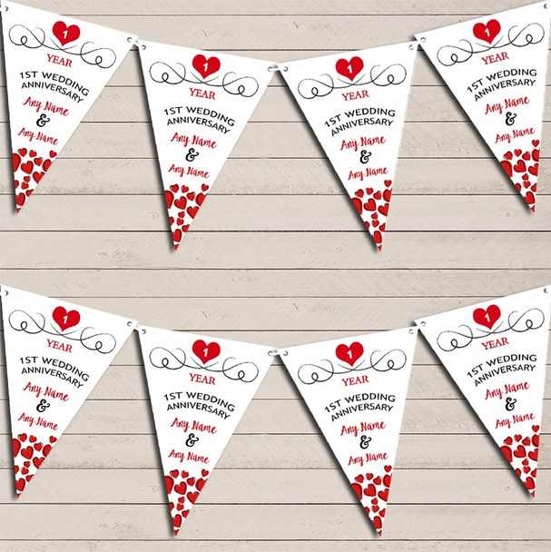 Hearts Party Decoration 1st Any Year Wedding Anniversary Bunting Party Banner