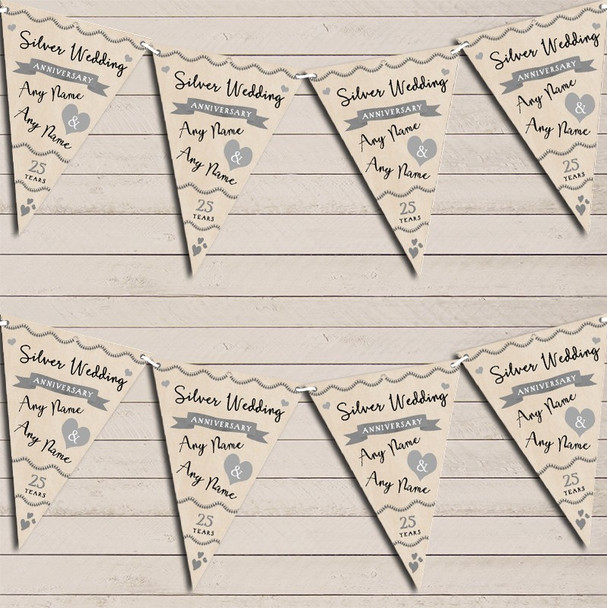 Party Decoration Silver 25th Wedding Anniversary Bunting Garland Party Banner
