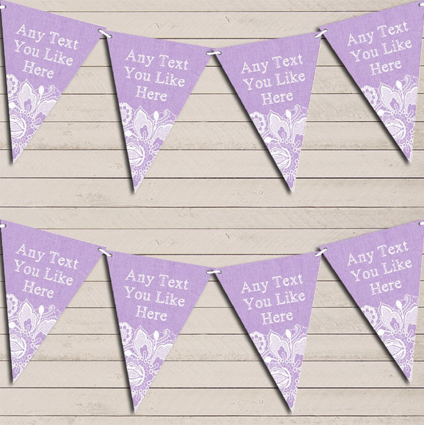 Lilac Purple Burlap & Lace Wedding Anniversary Bunting Garland Party Banner