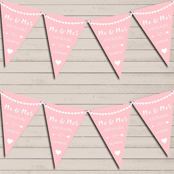 Heart Mr & Mrs Slate Blush Pink Wedding Anniversary Bunting Party Banner