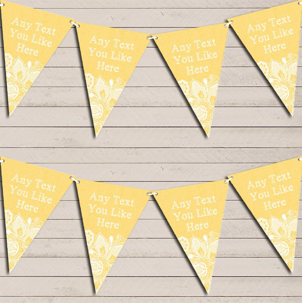 Yellow Burlap & Lace Wedding Anniversary Bunting Garland Party Banner