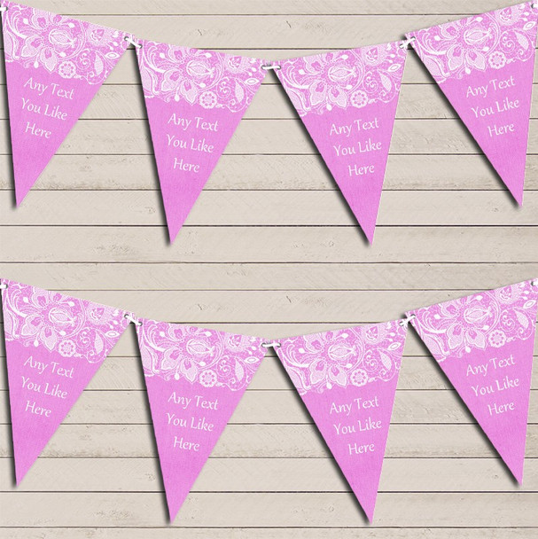 Burlap & Lace Pink Wedding Anniversary Bunting Garland Party Banner