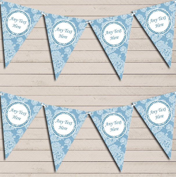 Lace Pattern Blue Wedding Anniversary Bunting Garland Party Banner