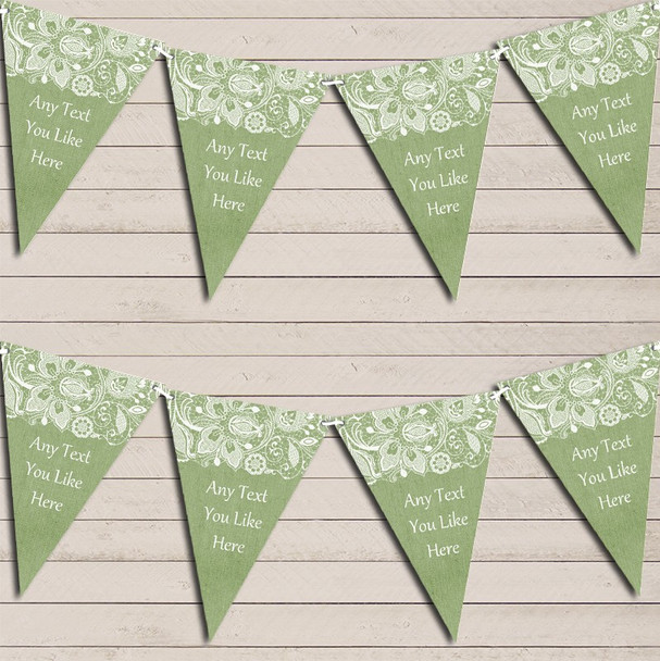 Burlap & Lace Green Birthday Bunting Garland Party Banner