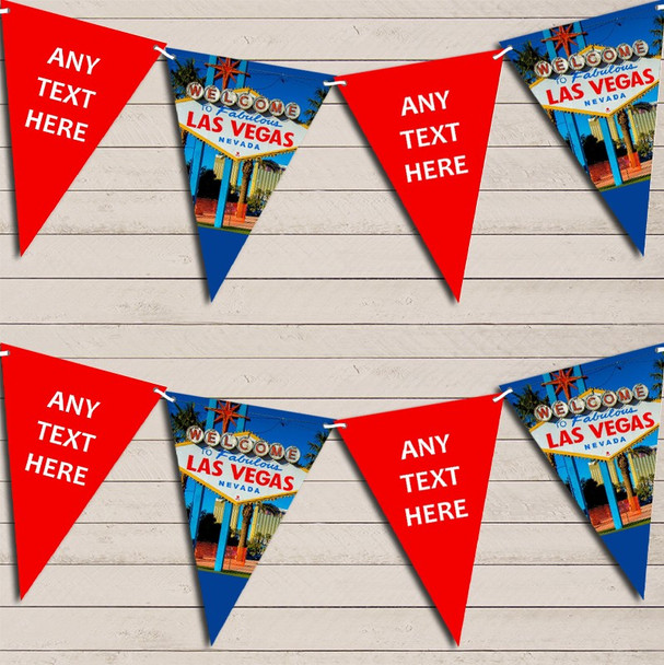 Blue Red Las Vegas Birthday Bunting Garland Party Banner