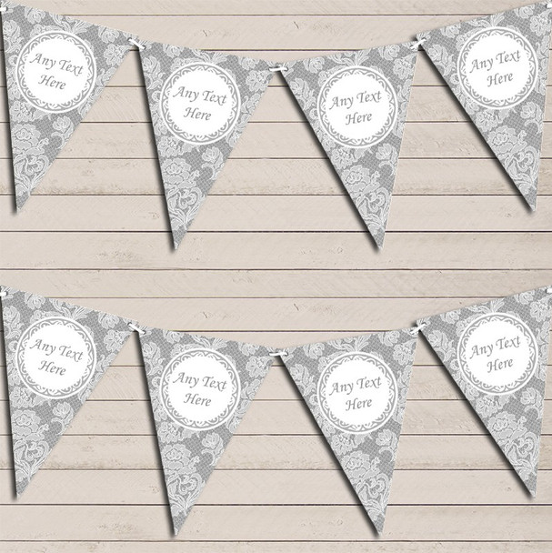 Lace Pattern Grey Birthday Bunting Garland Party Banner