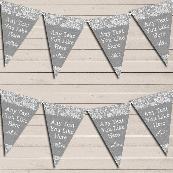Pretty Lace Grey Engagement Bunting Garland Party Banner