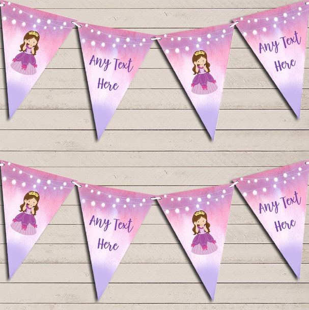 Pink and Purple Princess Children's Birthday Bunting Garland Party Banner