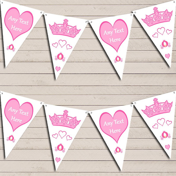 Pink & White Princess Children's Birthday Bunting Garland Party Banner